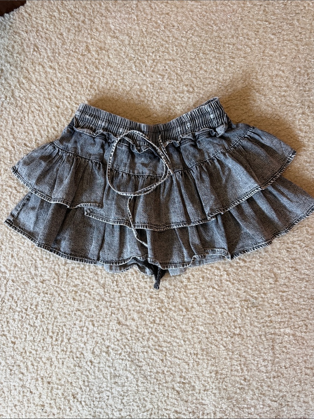 Day+Moon Ruffle Mini Skirt in Washed Black